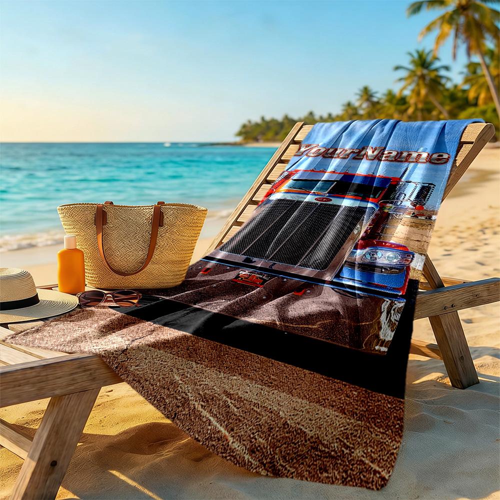 Kw Heavy Trucks Personalized Name Beach Towel Super Soft Microfiber Quickdry Fabric Perfect for Traveling Yoga Camping and Swimming