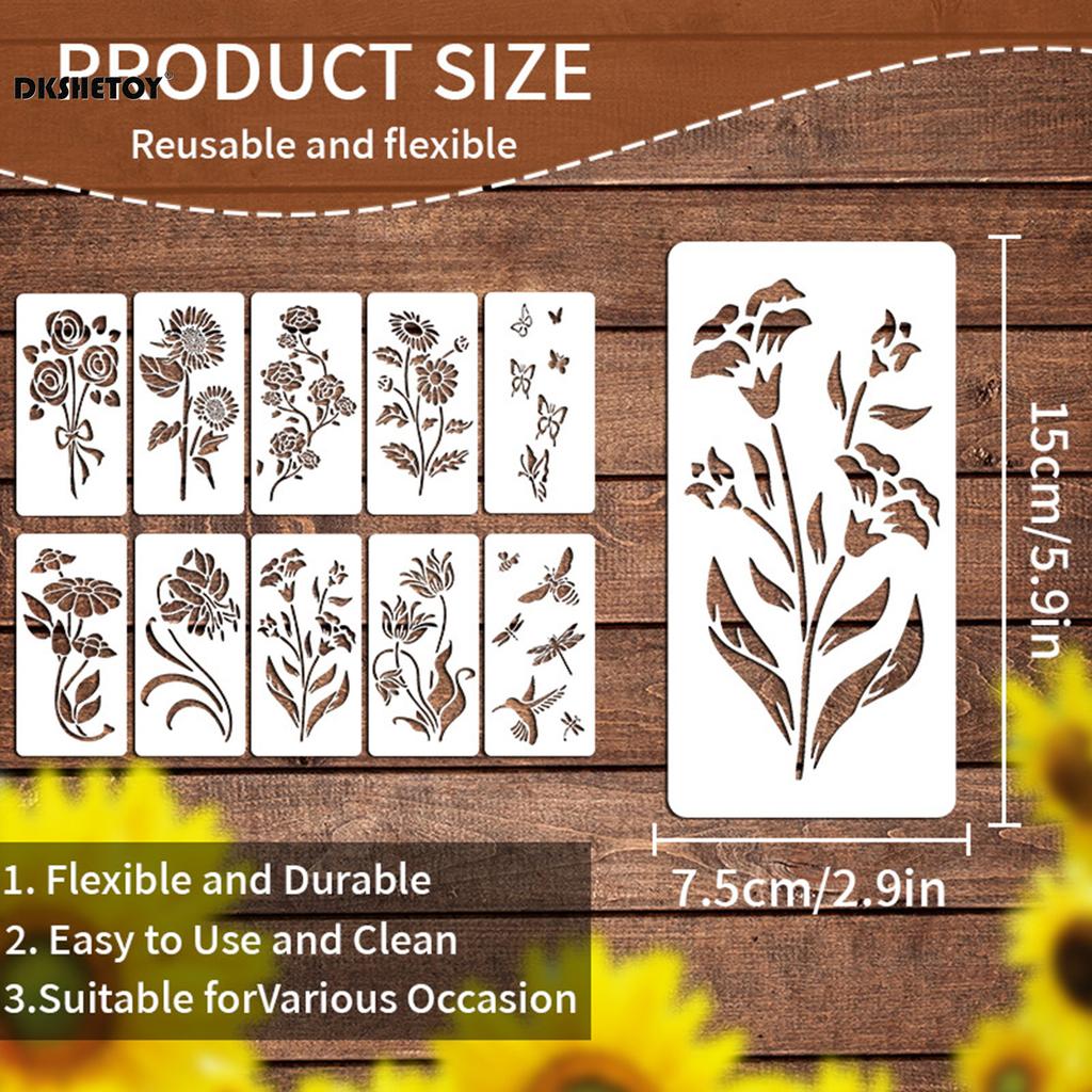 10pcs DIY Scrapbook Drawing Templates DIY Small Drawing Template Stencil for Crafts Wall Canvas Fabric Paper