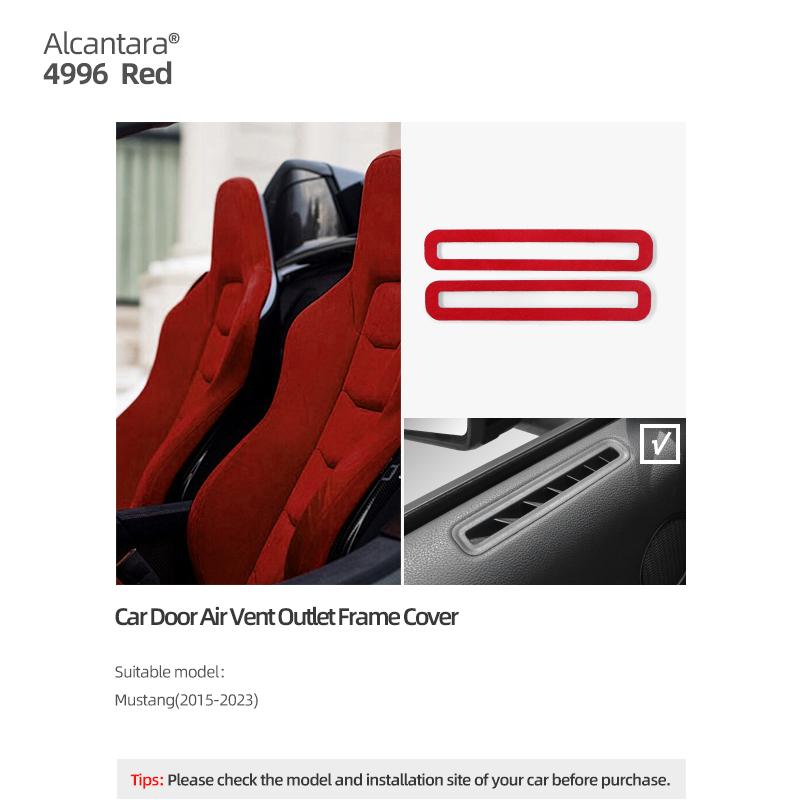 For Ford Mustang GT 2015-2025 Made of Alcantara Car Interior Door Side Air Vent Outlet Panel Trim Stickers Tuning Accessories