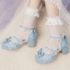 Sweet Women's Low Heels Mary Jane Lolita Shoes Luxury Lace White Pink Heeled Party Wedding Office Dance Shoes Female 2025 Summer