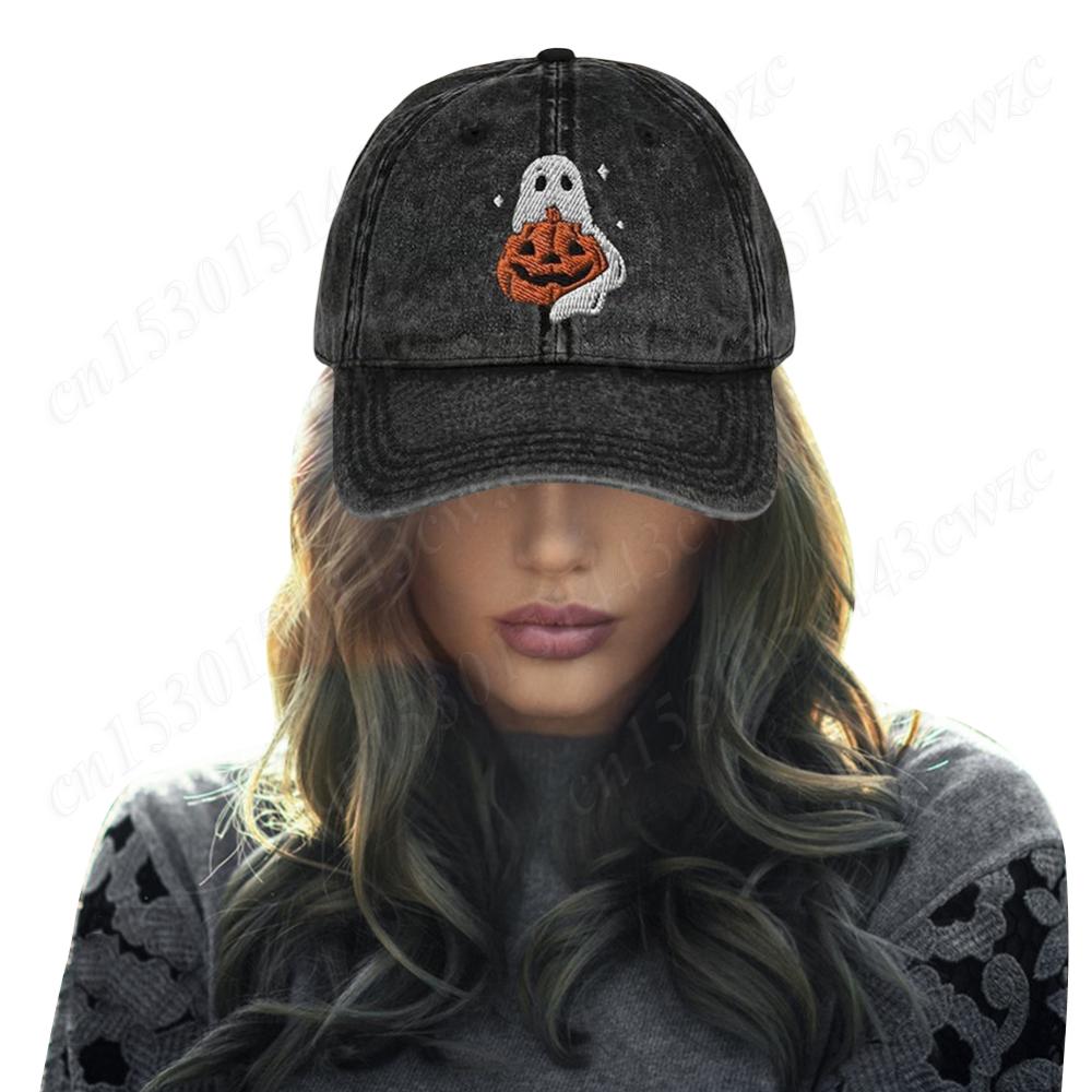 Halloween Unisex Baseball Hats Halloween Pumpkin Face Baseball Cap Embroidery Leisure Hat for Outdoor Activities Fishing & Campi