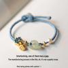 Girls' Interlocking Ping An Knot Bracelet, Hetian Jade, Woven Hand Rope, Best Friend Gift