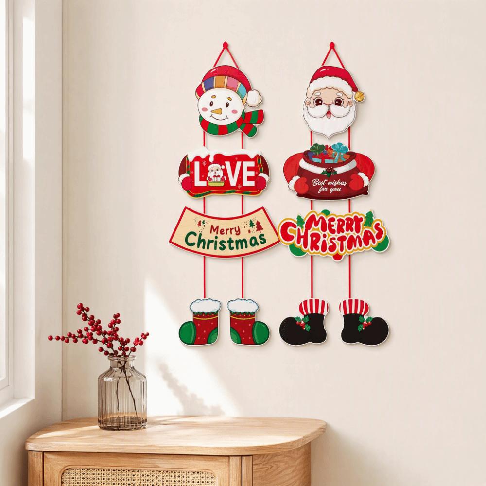 Multicolor Merry Christmas Door Hanger Santa Clause Christmas Tree Ornament  Home Decoration