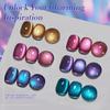 BORN PRETTY Magnetic Nail Polish 6-Color Set: Magnetic Gel with Magnets, Cat Eye Gel, Glittery, Colorful Galaxy, Glass Beads, Cat's Eye Design, Microp