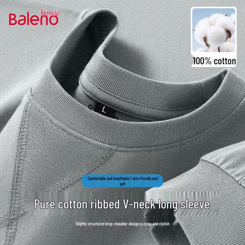 Baleno Men's Round Neck Pure Cotton Long Sleeve T-Shirt