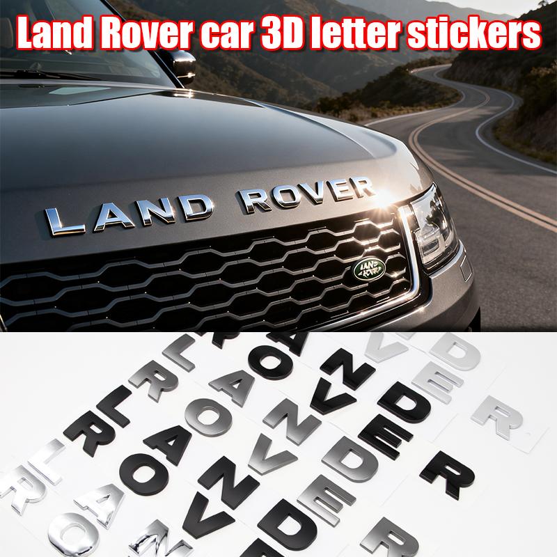 Premium 3D ABS Land Rover Letters Car Front Hood Bonnet Emblem Replacement Accessories For Land Rover Discovery Defender Evoque BQ9