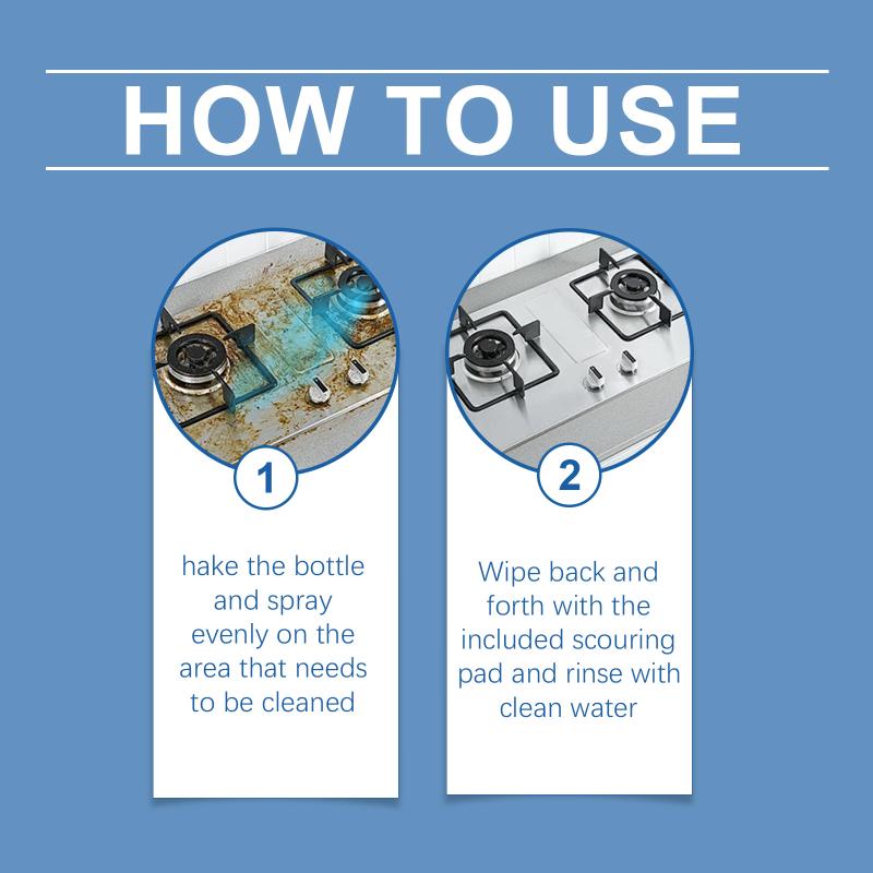 All Purpose Foam Cleaner Kitchen Stove Hood Grease Oil Stain Rust Remover Strong Deodorizing Formula Quick Cleaning Solution