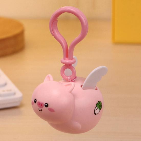1/2Pcs Pig Keychain Pendant with Flapping Wings Pull String to Vibrate