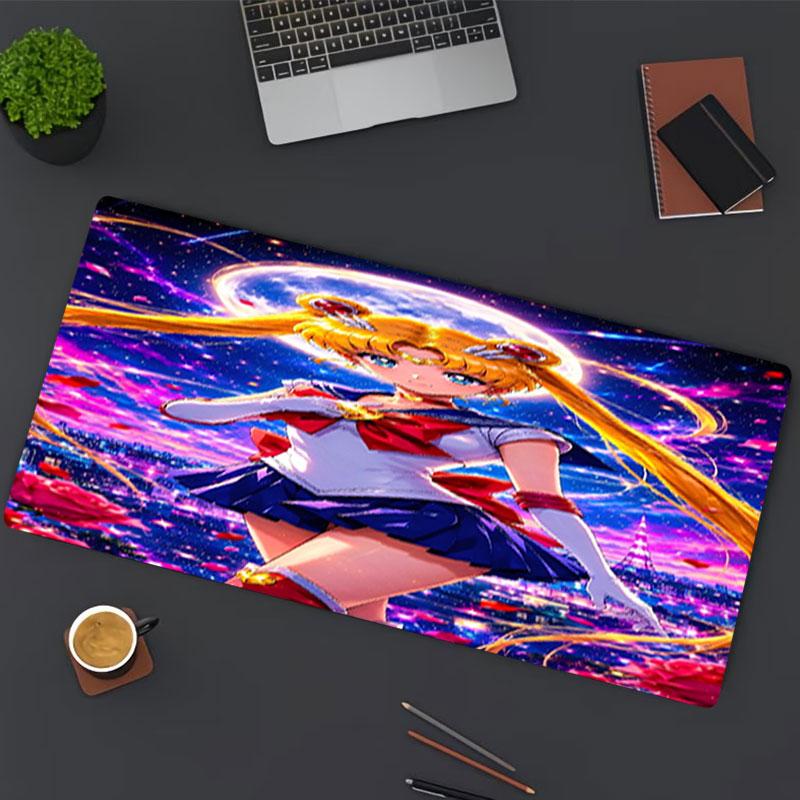 Tapis de Souris Impression Sailor Moon, pour Clavier, Ordinateur Portable PC, pour Bureau, Maison, Décoration de Bureau, Cadeau d'Anniversaire Parfait pour les Joueurs