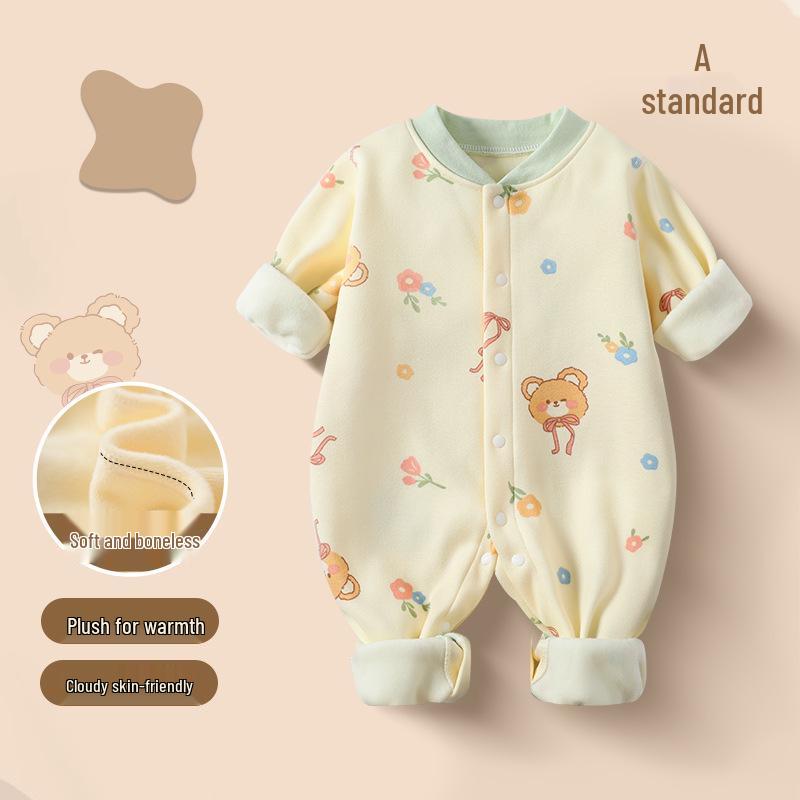 

Флисовый ромпер для новорожденных - Унисекс весенне-осенняя цельная пижама для мальчиков и девочек 66cm