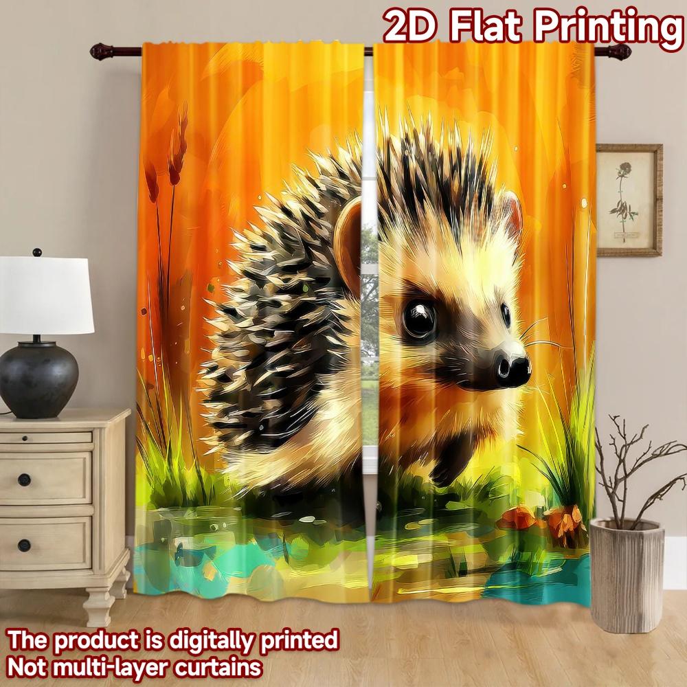 2D flat Photography Backdrop Scene Tapestry Cute Hedgehog in Field 100% Polyester Festive Holiday for Suitable for parties