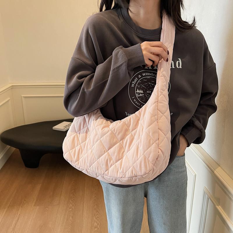 Diamond Embroidery Tote Bag Shoulder Bag Women Solid Color Large Capacity Crossbody Bag