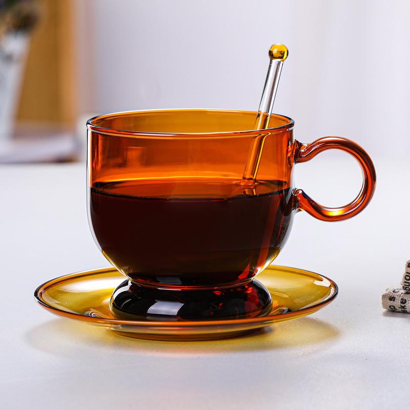 New Stained Glass Cup with Saucer Nordic Style Household Personal Coffee Cup with Spoon