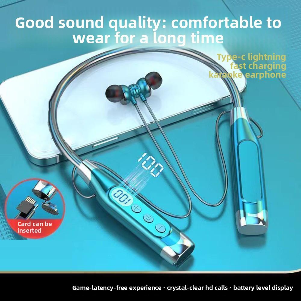 Waterptoof Wireless Bluetooth Earphones Neck-mounted Sports Headsets Neckband Headphones  Outdoor