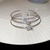 Fashion Jewelry Zircon Flower Butterfly Open Cuff Bracelet For Women Stylish Elegant Hand Accessory