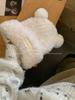 Elegant Bear Plush Knit Hat For Women Winter Warm Thick Fur Cap Beanie