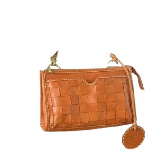 

49339 Genuine Leather Shoulder Bag Wallet Bag Mesh with Front Pocket Zipper Closure Zucchero Brown [Zucchero] Women s