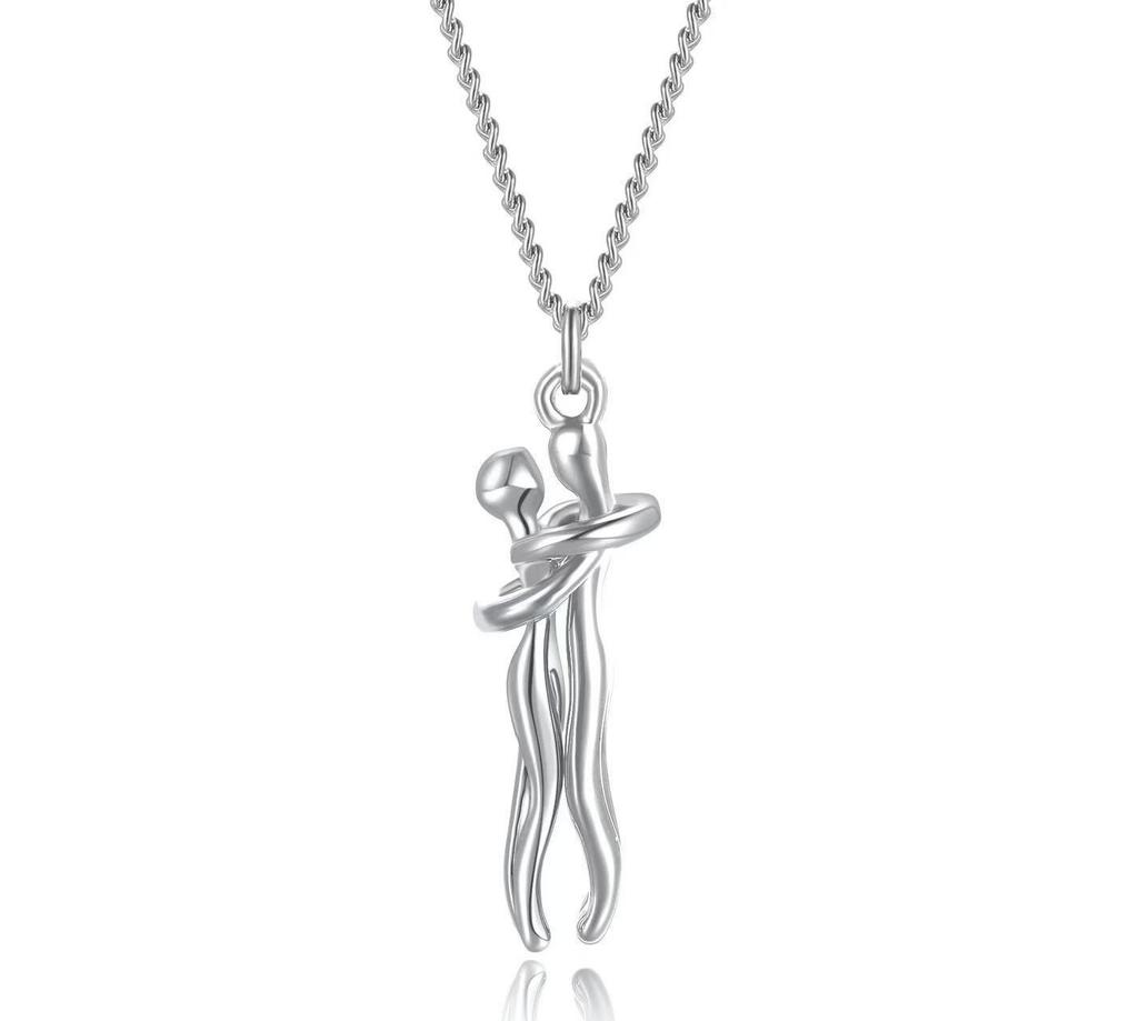 Europese & Amerikaanse Stijl Knuffelend Koppel Roestvrij Staal Hanger Ketting Cadeau