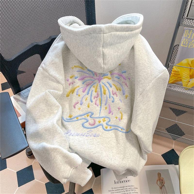

Heavy autumn and winter hooded sweater men s fleece thickened sports American casual comfortable women s long-sleeved jacket XXXL