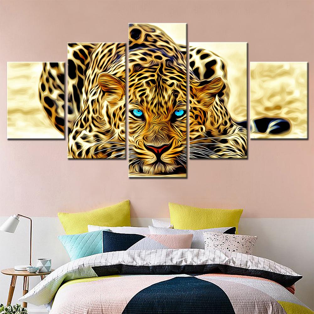 

Blue Eyes Leopard Wall Art Canvas Set Animal Pictures Modular Canvas Paintings for Living Room Decoration Modern Home Decor 20X35 20X45 20X55cm