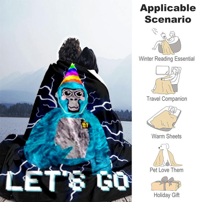 1pc Blanket Gorilla Tag Print Design, Lightweight Blanket for Sofa, Bed- Soft &Warm, Gift for All Seasons like Christmas, Halloween