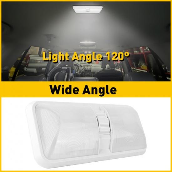 12V Interior LED Ceiling Light Double Dome W/switch For Car Boat Camper Trailer