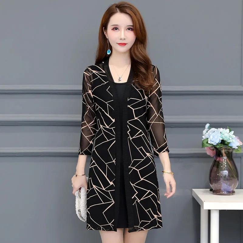 

Женский кардиган средней длины большого размера с защитой от солнца, топы, пальто, женская летняя кружевная тонкая солнцезащитная куртка с принтом S бежевый