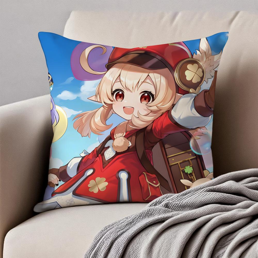 mmiHoYo KKlee GGenshin Impact Cushion Cover Pillowcase Antidustmite Invisible Zipper Short Plush Sofa Cushion