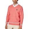 FootJoy Men's Herringbone Long Sleeve V-Neck Golf Sweater with Hibiscus Pattern, Size M (FJ-S25-M10, 34584-M)