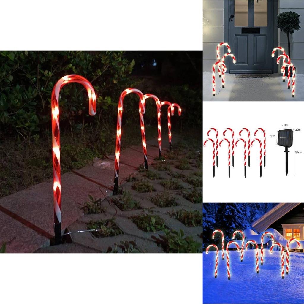 Christmas Led Candy Cane Lantern Outdoor Garden Pathway Decor For Holiday Lighting
