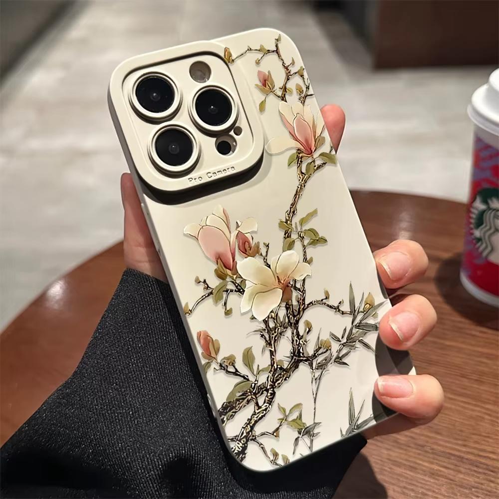 

Pink Peach Blossoms Phone Case For Samsung Galaxy S25 Ultra S26 S24 S23 FE S22 Plus S21 S20 A54 A55 A35 A15 Silicone Soft Cover Galaxy S20 Ultra