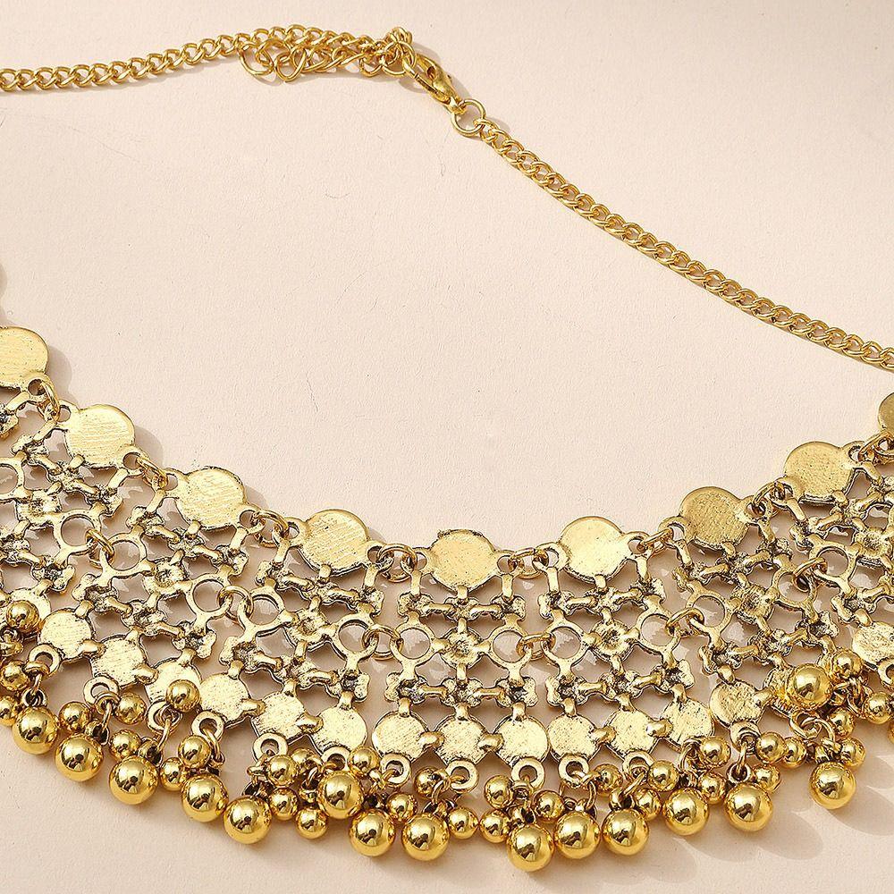 Hollow Earrings Necklaces Jewelry Set Geometric Golden Jewelry Tassel Necklaces Earrings  Gift