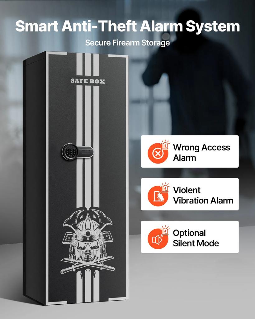VEVOR 4 Gun Safe, Long Gun Cabinet for Rifles and Pistols, Quick Access Rifle Safe with 3 Ammo Slots and 2 Adjustable Racks
