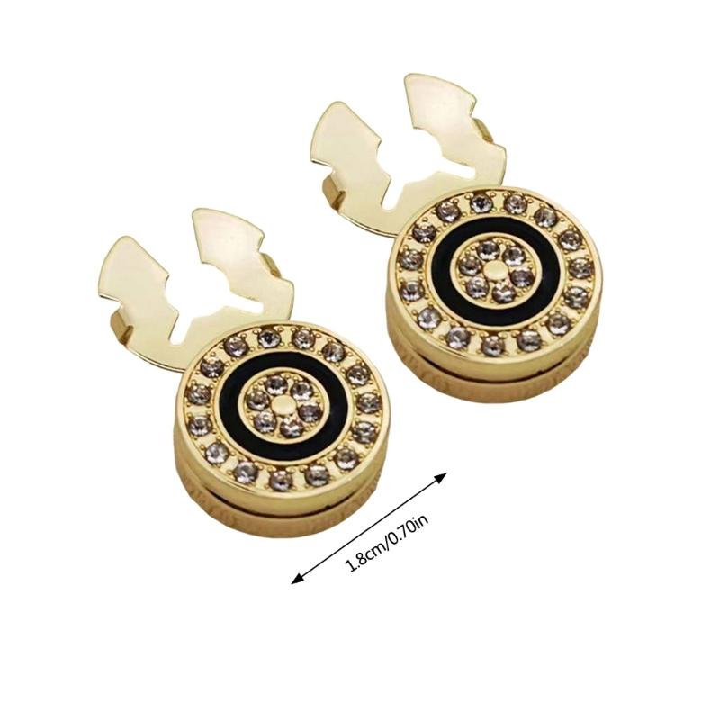 1 Pair Korean Styles Button Covers Rhinestones Cufflinks Round Cuff Links Wedding Accessories Business Gift for Man Dad