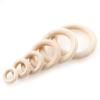 50Pcs Wooden Beads Pendant Connectors Circles Rings Beads Natural Wood Ornament