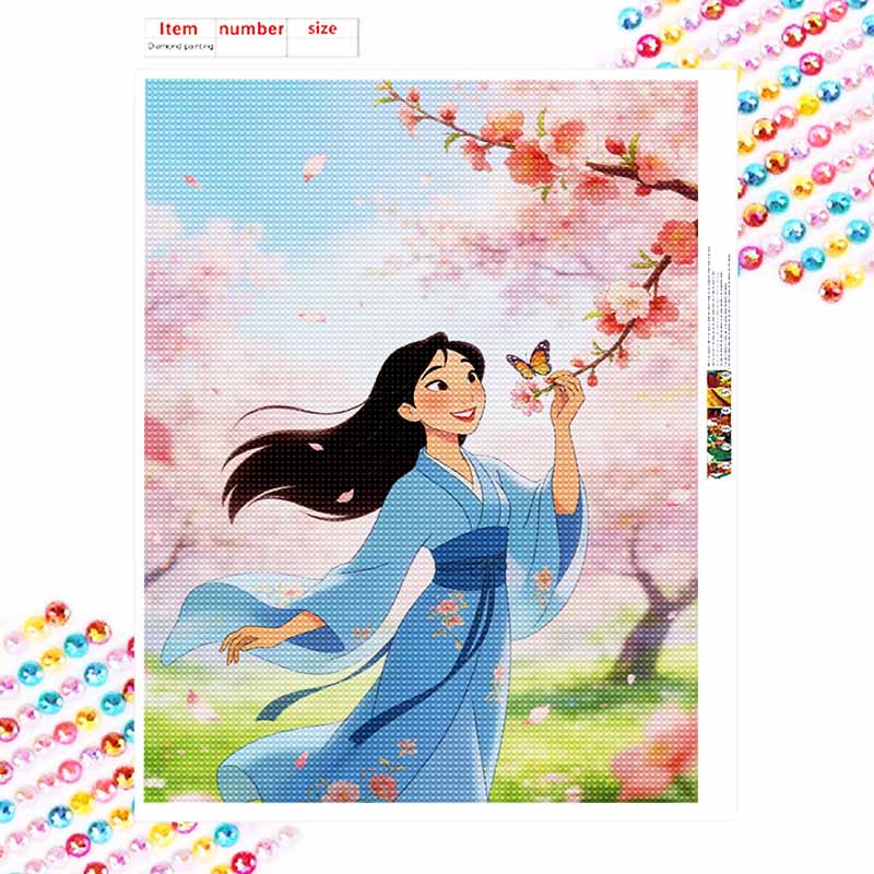 Disney Mulan Cherry Blossom Butterfly Diamond Painting Art Kit Handmade DIY5D Home Decor Gift