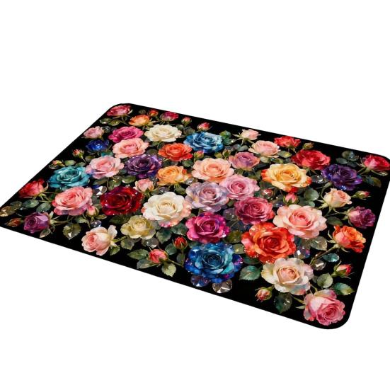

Килимок для ванної кімнати з трояндами, супервбираючий діатомітовий килимок для ванної, нековзний килимок для дверей, квітковий килимок для підлоги для кухні, входу, душу, ванни 40x60cm A