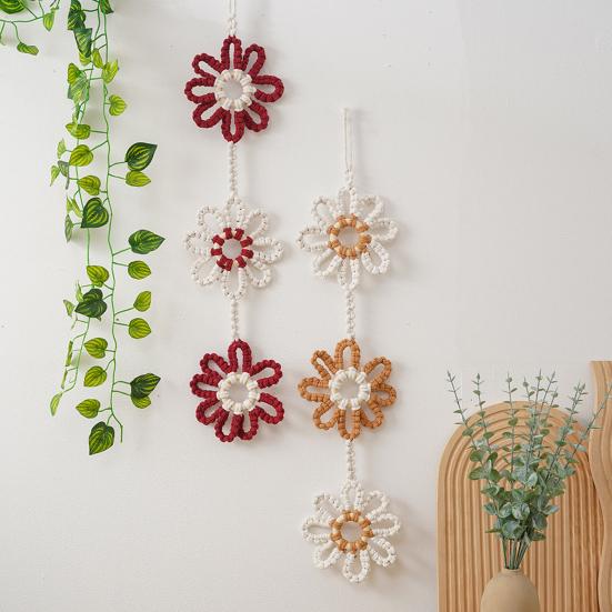 Nordic Handmade Sunflower Tassel Wall Hanging Bohemian Cotton Rope Decoration for