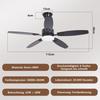 Ventilateur de plafond - NETTLIFE - 112 cm - 5 pales - Luminaire LED dimmable - Télécommande