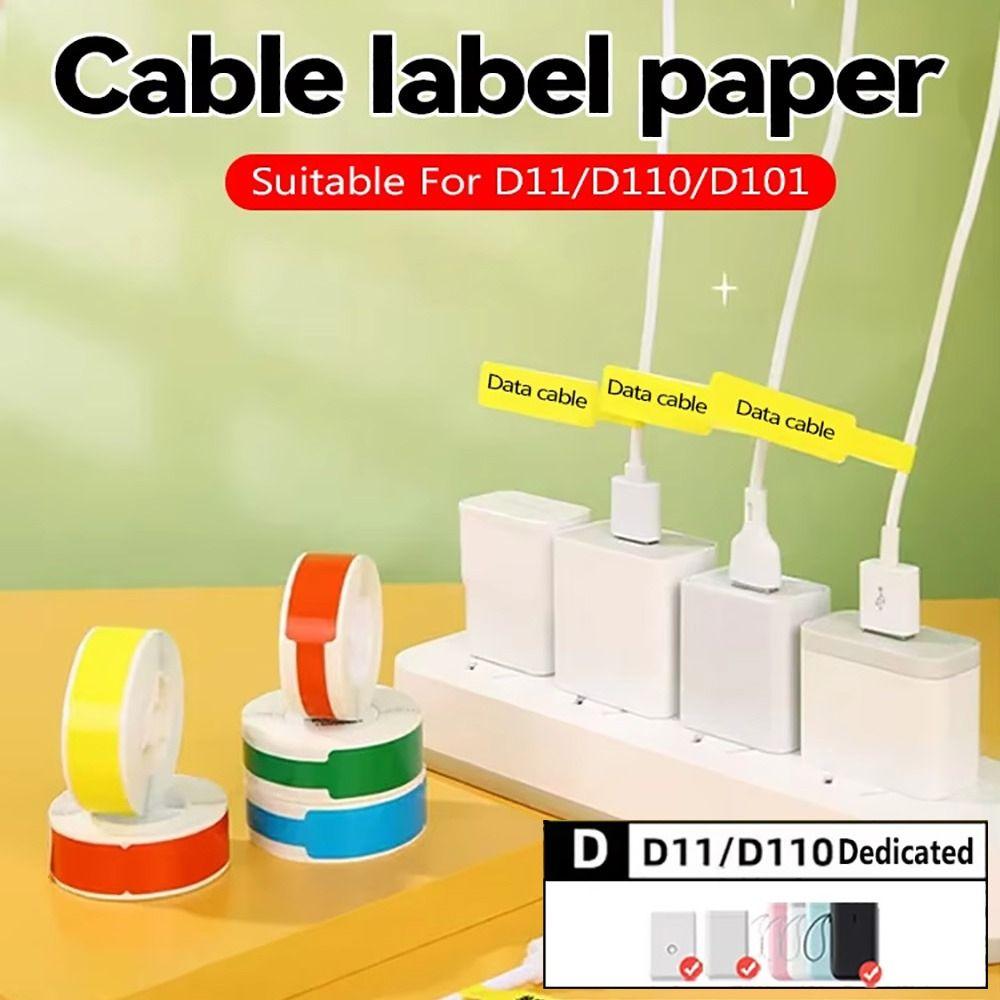 65Pcs/Roll Self Adhesive Cable Laber Paper Waterproof Smart Identification Fiber Tag Mini Portable Printer Sticker