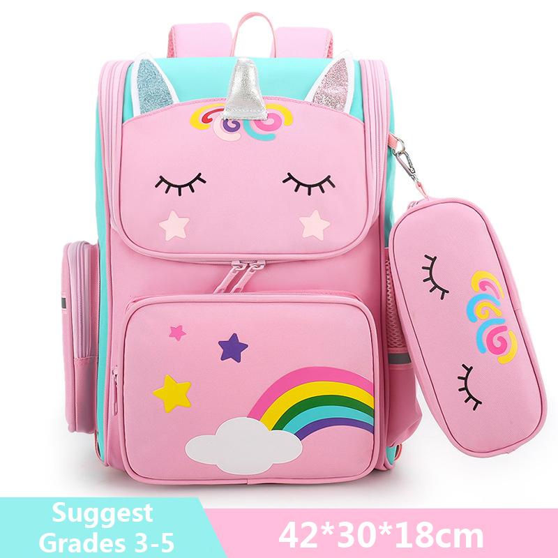 

Мультфільм єдиноріг студент діти шкільні сумки дівчаток милі діти рюкзак легкий водонепроникний шкільний рюкзак з пеналом