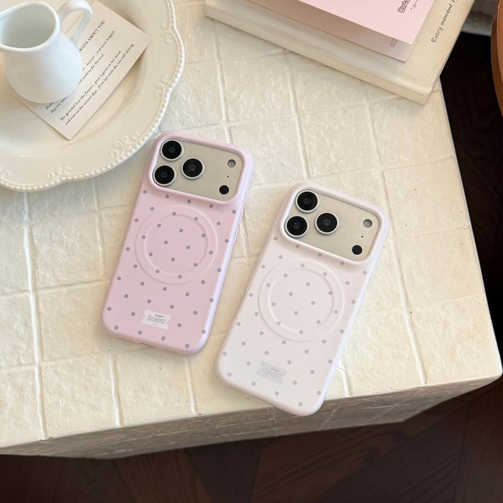 Korean Small Polka Dots Are Suitable for iPhone17pm Apple 16 Mobile Phone Case 14 Matte 15 Film Anti-drop 17 Soft Magnetic Attraction