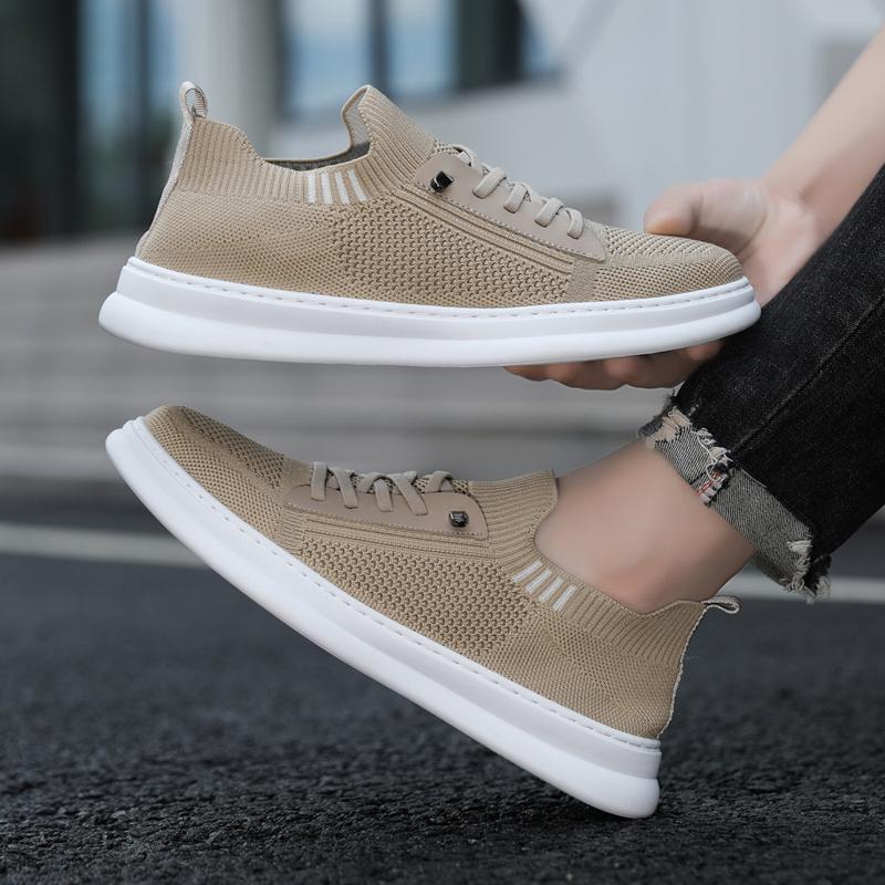 Men's Shoes  Spring and Autumn New Casual Mesh Surface Breathable Summer Slip-on Lazy Lightweight Increase Socks Shoes
