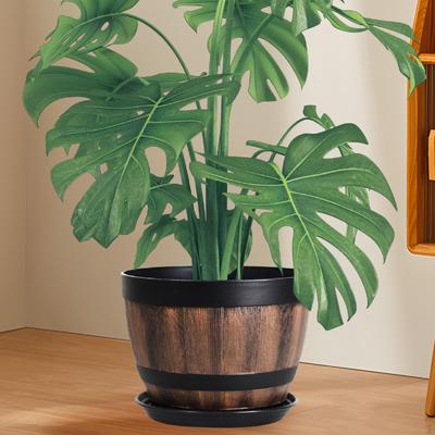 Maceta Barril Jardinera Decorativa Interior y Exterior con Agujero de Drenaje Hogar Flor