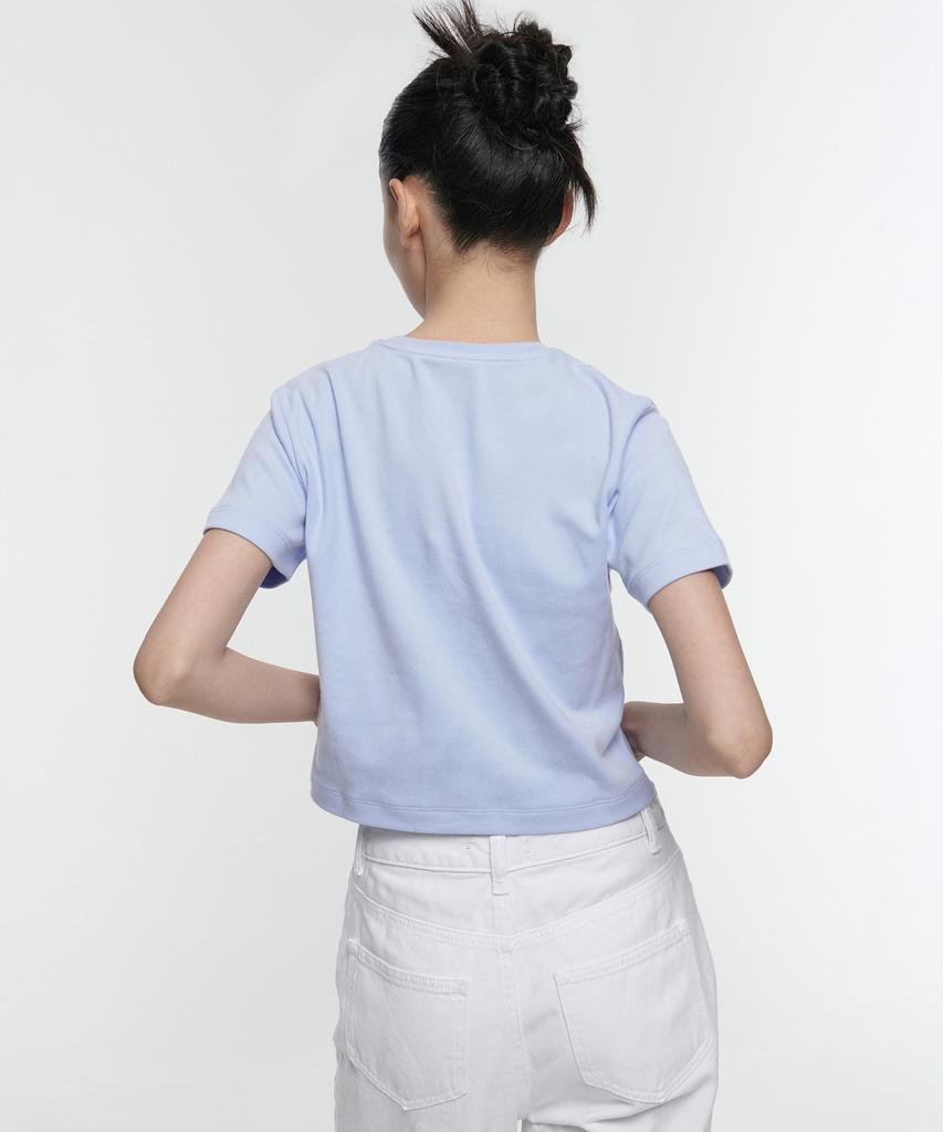 MUSINSA STANDARD WOMAN Women'S Crew Neck Crop T-Shirt [Serenity Blue]