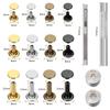 480 Sets 4 Colors Leather Rivets, Double Caps Brass Rivets with Punch Pliers and 3Pcs Install Tools for Leather Crafts