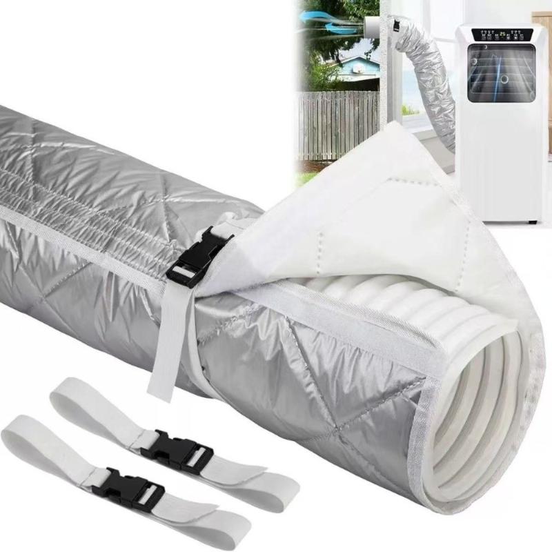 Copertura Tubo Aria Condizionata con 2 Cinghie a Fibbia 53*148CM Regolabile Portatile Isolamento Termico per Condizionatore d'Aria Domestico