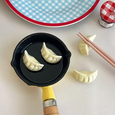 1 pieza de Reposapalillos de Cerámica con Forma de Empanadilla Linda Forma de Empanadilla Perfecto para Vajilla de Hotel y Restaurante, Decoraciones de Cocina y Mesa, Soporte para Palillos