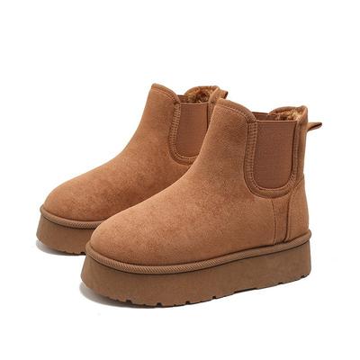 Chelsea Cigarette Boots Women's Autumn and Winter Casual Thick-soled Fashion Fleece Martin Boots Cotton Boots