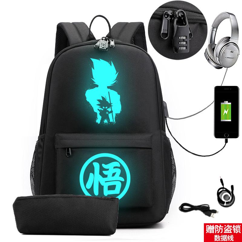 Usb Large Capacity Leisure Travel Backpack Animation Printing Luminous Schoolbag Student Pencil Case